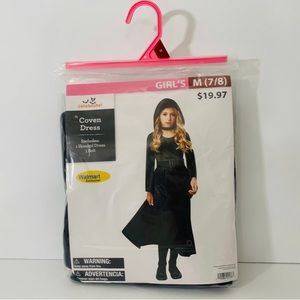 🆕Way To Celebrate! Girls Coven Hooded Dress Halloween Costume Sz: Girls Med 7/8